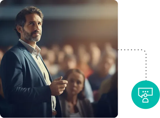 hombre en una conferencia